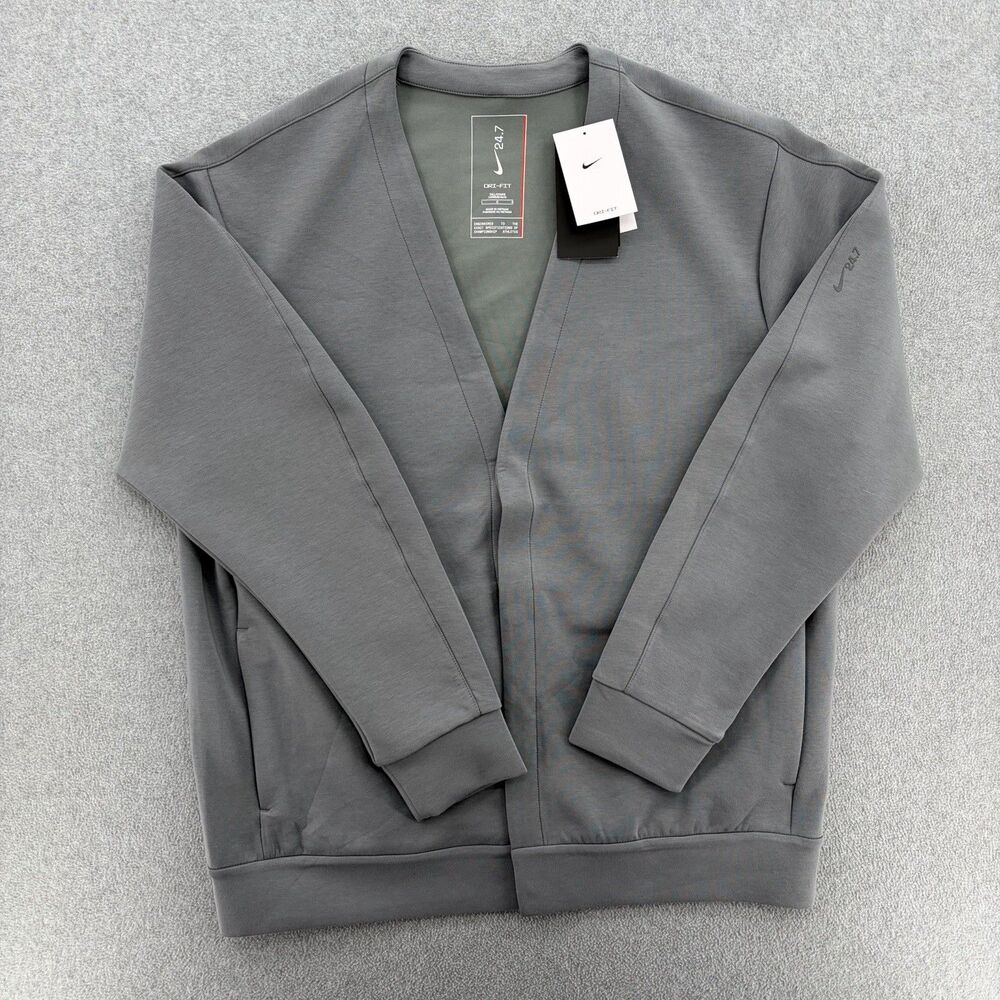 Nike 24.7 Impossibly Soft Cardigan Sweater Grey Mens Size XL-Tall NWT